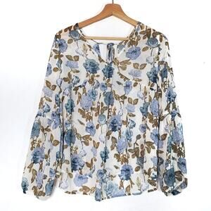 Mossimo | Flowy Floral Semi-Sheer Tie Back Blouse